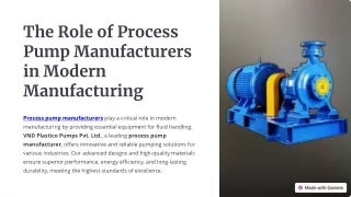 The Role of Process Pump Manufacturers in Modern Manufacturing