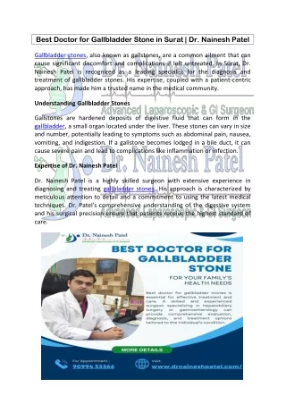 Best Doctor for Gallbladder Stone in Surat