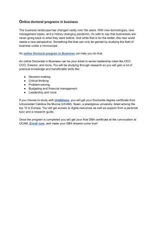 Online doctoral programs in business