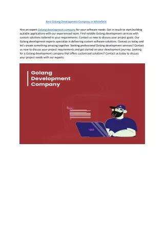 Best Golang Development Company in Whitefield