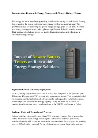 transforming renewable energy storage with neware