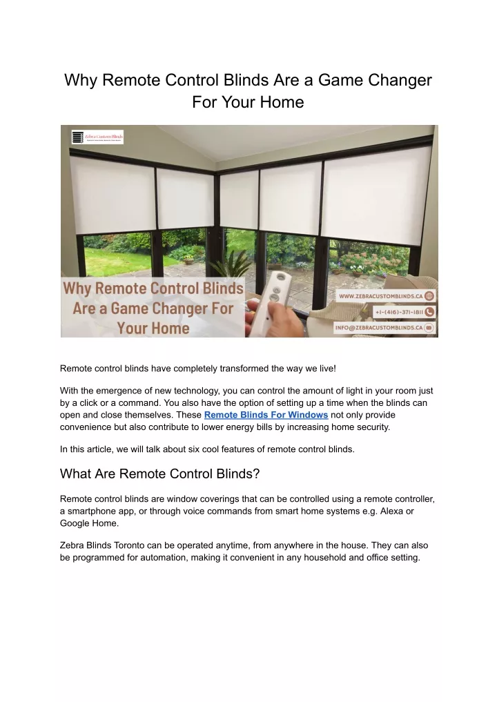 why remote control blinds are a game changer