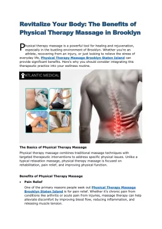 Revitalize Your Body The Benefits of Physical Therapy Massage in Brooklyn