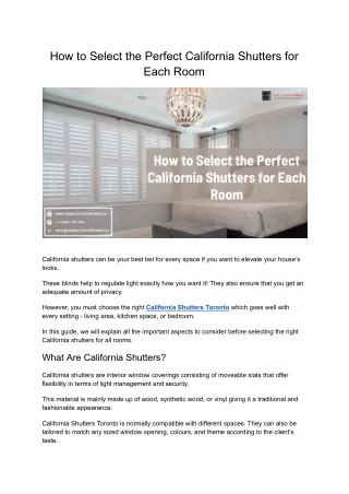 how to select the perfect california shutters