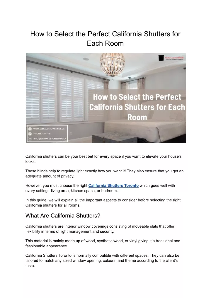 how to select the perfect california shutters