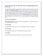 Explore Ultimate Power and Thrill with the Used Camping Equipment and Power Tool - slide 1