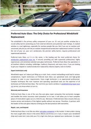 Preferred Auto Glass The Only Choice for Professional Windshield Replacement