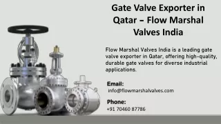 Gate Valve Exporter in Qatar - Flow Marshal Valves India