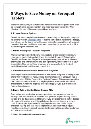 5 ways to save money on seroquel tablets