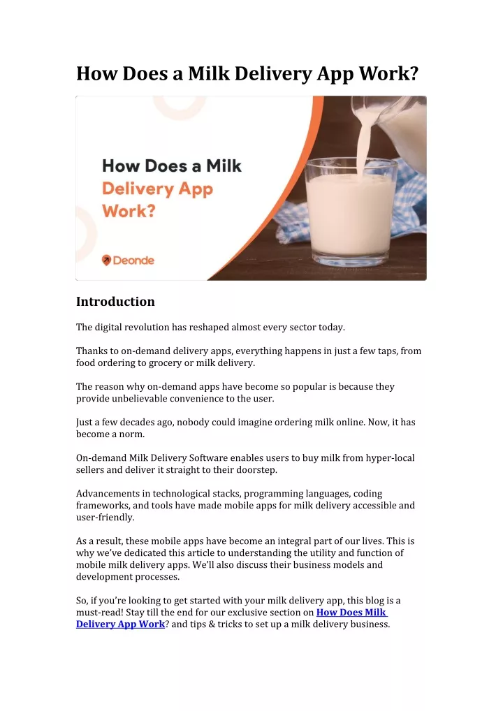 how does a milk delivery app work