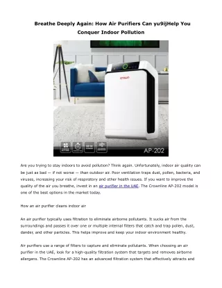 Breathe Deeply Again- How Air Purifiers Can yu9ijHelp You Conquer Indoor Pollution