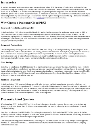 The Importance of Having a Dedicated Cloud PBX for Office Use