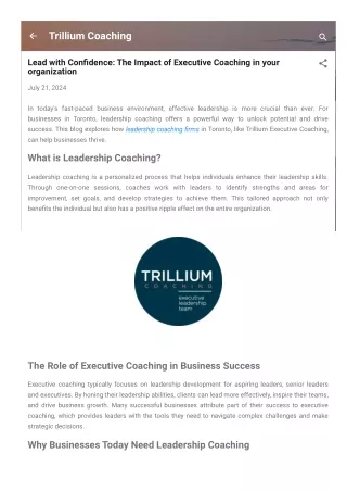 Lead with Confidence The Impact of Executive Coaching in your organization