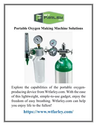 Portable Oxygen Making Machine Solutions