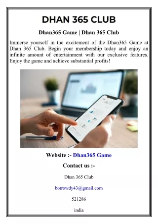 dhan365 game dhan 365 club