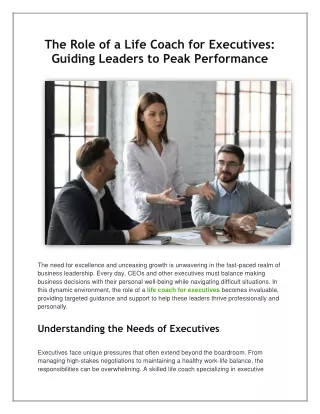 The Role of a Life Coach for Executives_ Guiding Leaders to Peak Performance