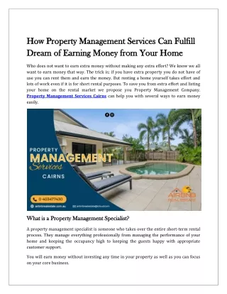 How Property Management Services Can Fulfill Dream of Earning Money