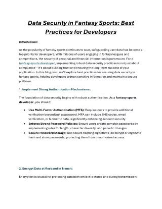 Data Security in Fantasy Sports: Best Practices for Developers