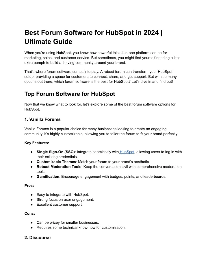 best forum software for hubspot in 2024 ultimate