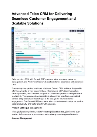 Advanced Telco CRM for Delivering Seamless Customer Engagement and Scalable Solutions