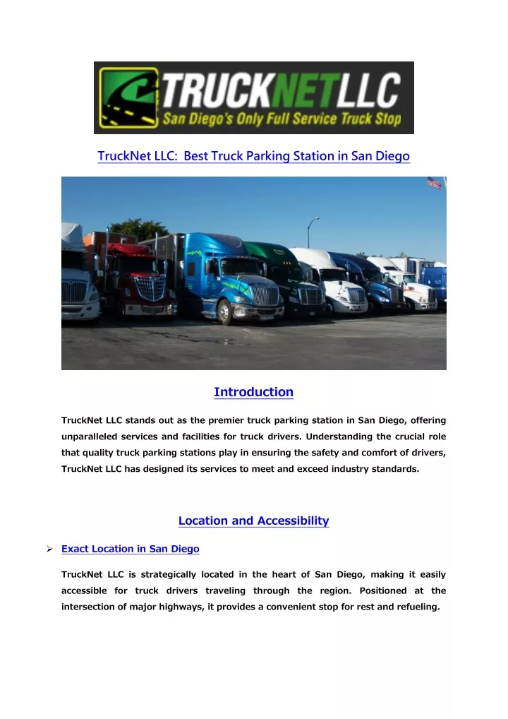 trucknet llc best truck parking station