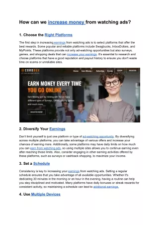 How can we increase money from watching ads