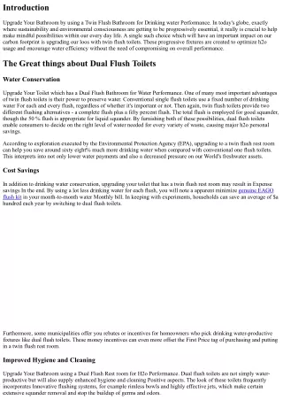 Upgrade Your Toilet using a Dual Flush Rest room for H2o Performance