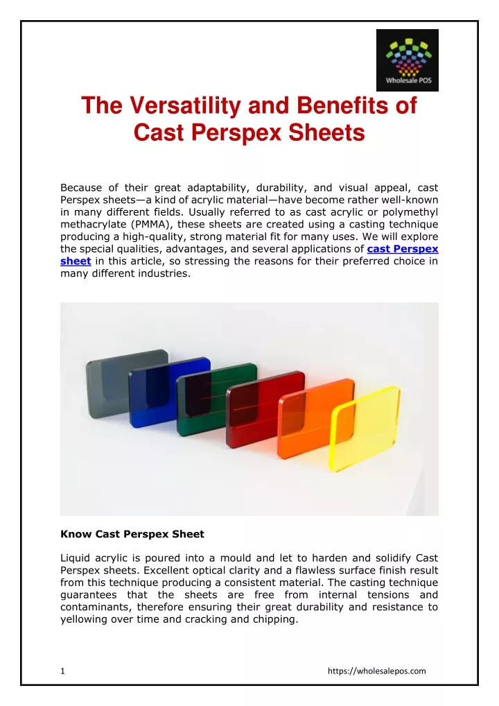 the versatility and benefits of cast perspex