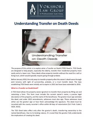 Understanding Transfer on Death Deeds