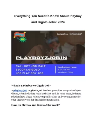 Everything You Need to Know About Playboy and Gigolo Jobs: 2024