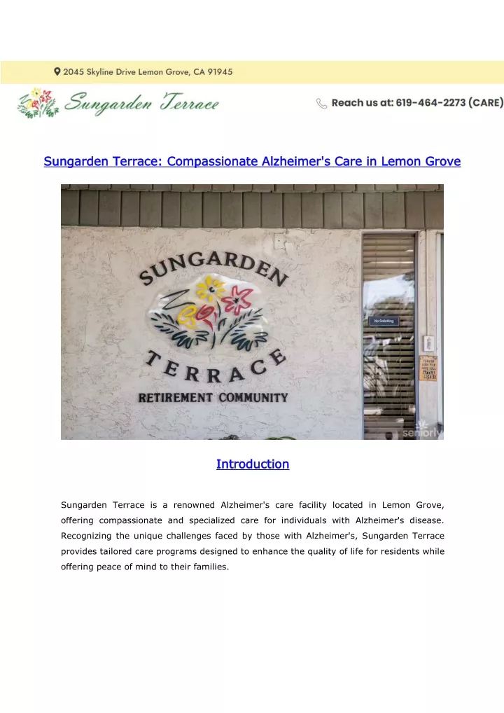 sungarden terrace compassionate alzheimer s care