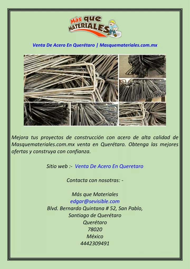 venta de acero en quer taro masquemateriales