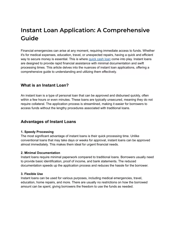 instant loan application a comprehensive guide