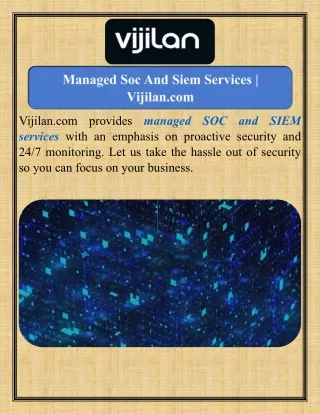 Managed Soc And Siem Services   Vijilan.com