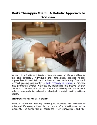 Reiki Therapyin Miami A Holistic Approach to Wellness