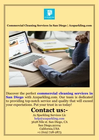 Commercial Cleaning Services In San Diego  A1sparkling.com