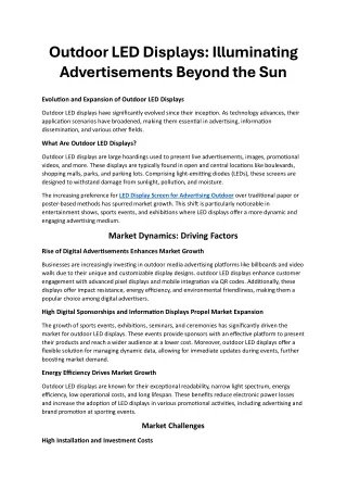 Outdoor LED Displays, Illuminating Advertisements Beyond the Sun