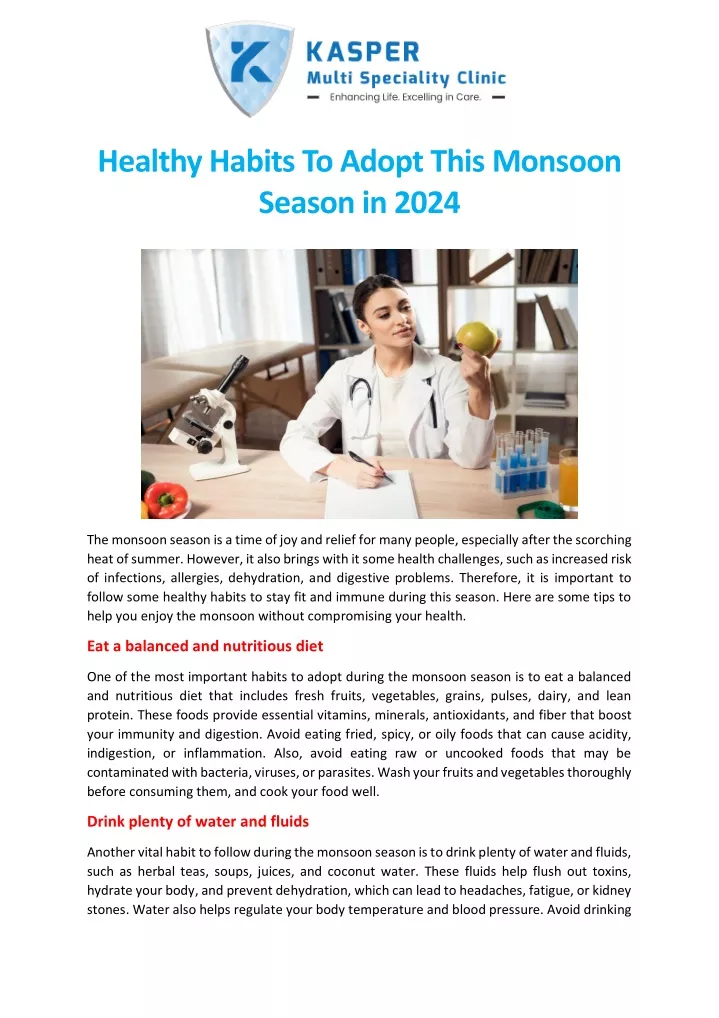 healthy habits to adopt this monsoon season