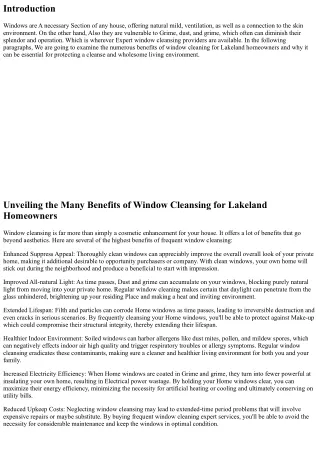 Unveiling the various Advantages of Window Cleansing for Lakeland Homeowners
