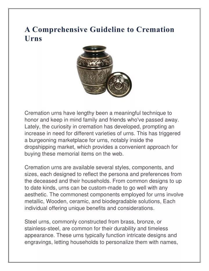 a comprehensive guideline to cremation urns