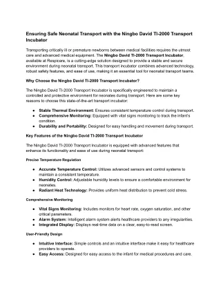 ensuring safe neonatal transport with the ningbo