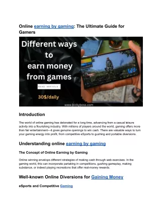 Online earning by gaming_ The Ultimate Guide for Gamers