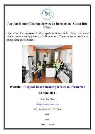 Regular House Cleaning Service In Bremerton   Clean Rite Clean