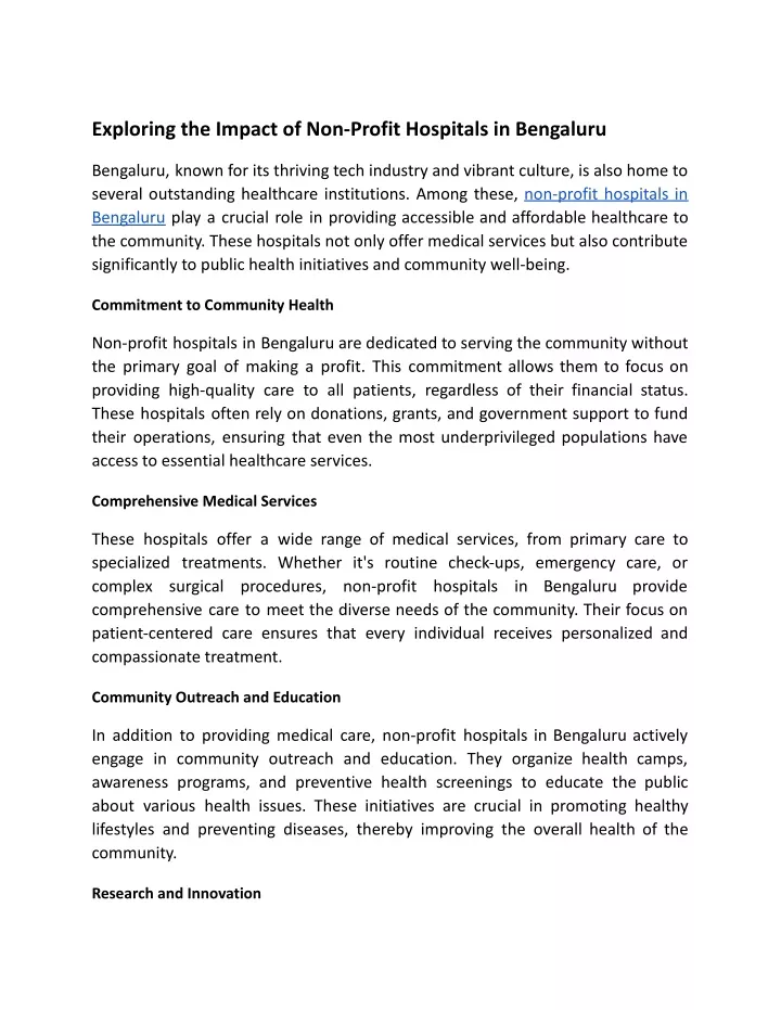 exploring the impact of non profit hospitals