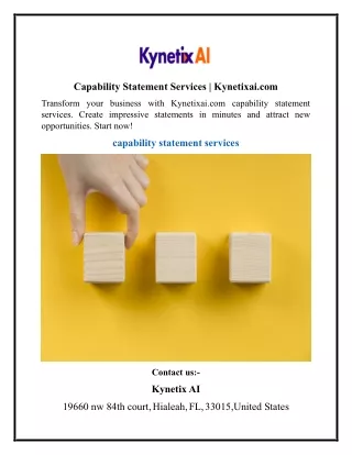 Capability Statement Services  Kynetixai