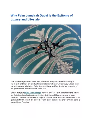 Palm Jumeirah Dubai: Luxury, Leisure And Lifestyle