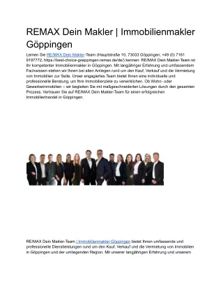 REMAX Dein Makler _ Immobilienmakler Göppingen