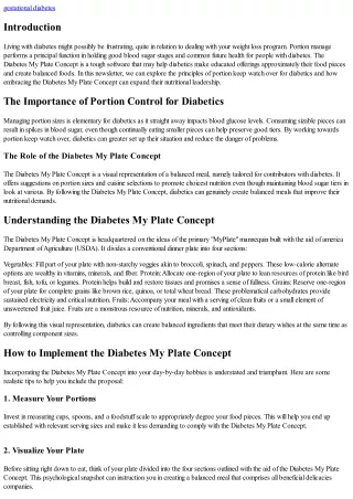 Portion Control for Diabetics: Embracing the Diabetes My Plate Concept