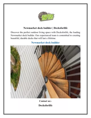 Newmarket deck builder  Decksforlife