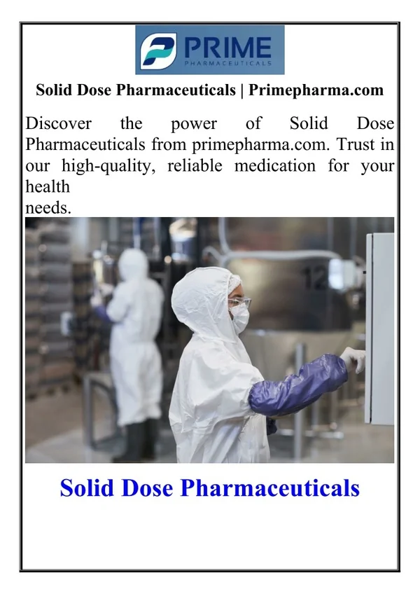 Solid Dose Pharmaceuticals Primepharma.com